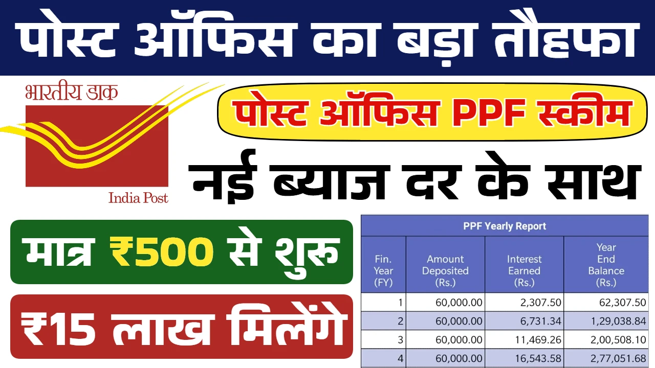 Post Office की धांसू PPF Scheme में 500 रूपए जमा करने पर मिलेंगे इतने रिटर्न जाने पूरी प्रोसेस